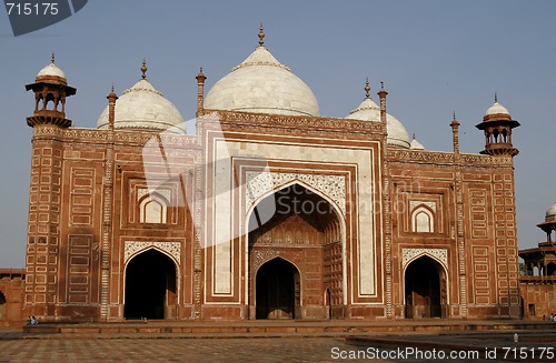 Image of Entrance to a mosque (masjid) next to Taj Mahal, Agra, India