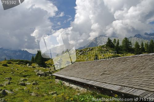 Image of Alpine hut in the Italian Dolomites