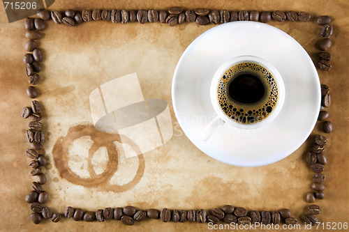 Image of Grunge Coffee Frame with Coffee