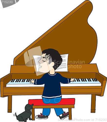 Image of Piano Player and Dog