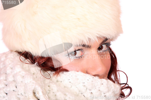 Image of winter portrait of a young  woman