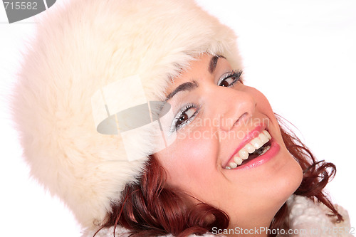 Image of winter portrait of a young  woman