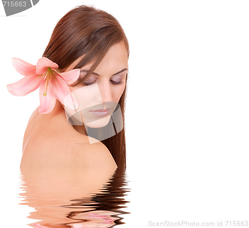 Image of Beautiful girl with  in rendered water