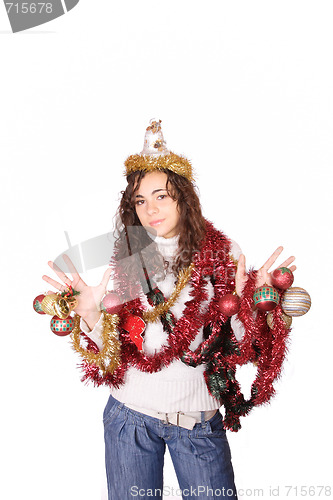 Image of A model with christmas decorations