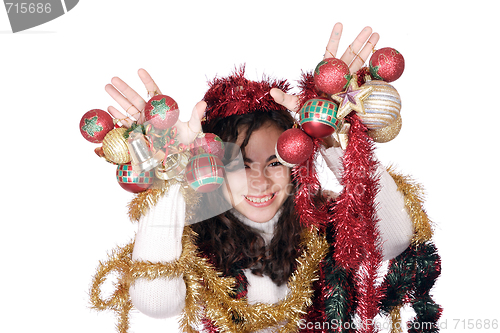 Image of A model with christmas decorations