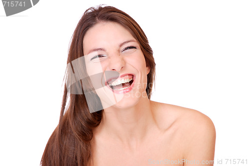 Image of Closeup portrait of a happy young woman