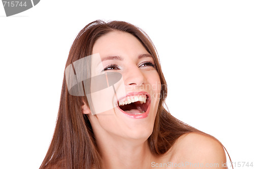 Image of Closeup portrait of a happy young woman