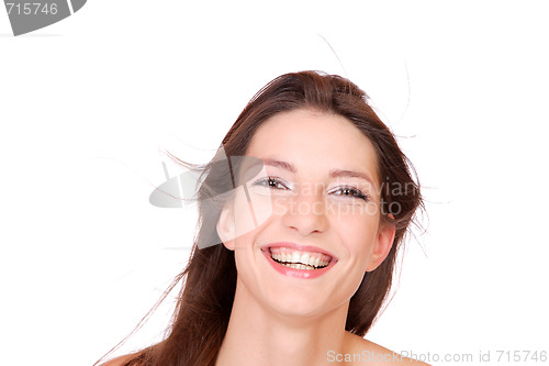 Image of Closeup portrait of a happy young woman