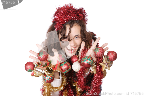 Image of A model with christmas decorations