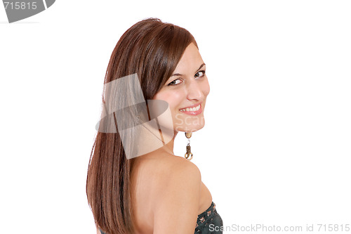 Image of Closeup portrait of a happy young woman