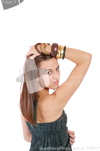 Image of Closeup portrait of a happy young woman