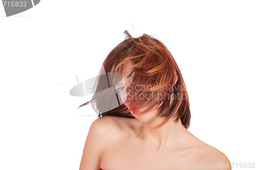 Image of Closeup portrait of a happy young woman