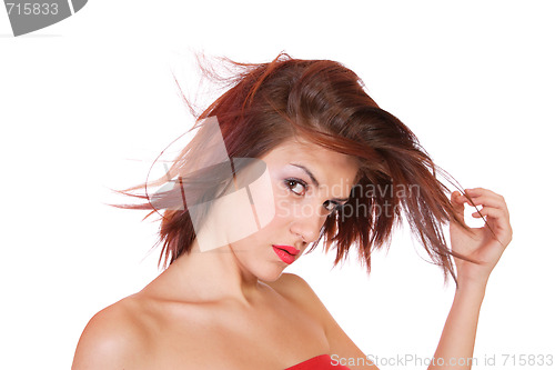 Image of Closeup portrait of a happy young woman