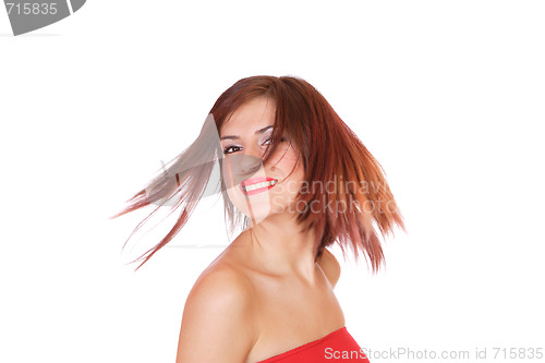 Image of Closeup portrait of a happy young woman