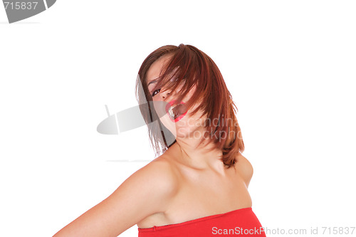 Image of Closeup portrait of a happy young woman