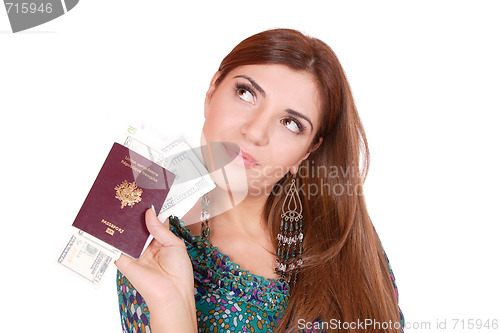 Image of Excited traveler with her passport