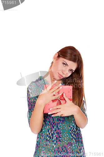 Image of winter portrait of a beautiful young smiling woman