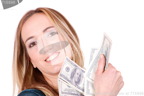 Image of young woman holding money in the hand