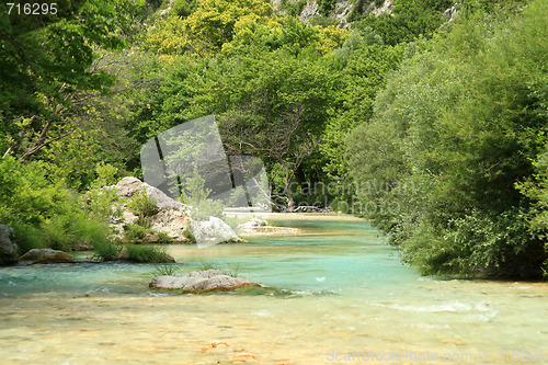 Image of Landscape with mountains, forest and river