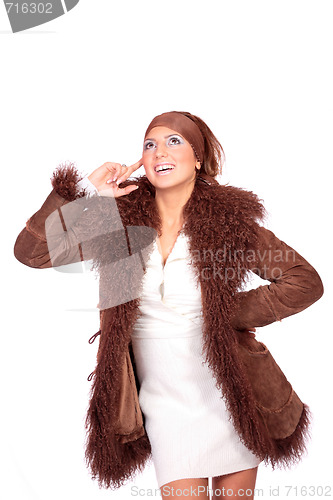 Image of winter portrait of a young  woman
