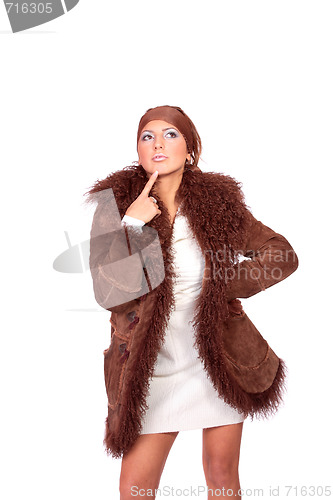 Image of winter portrait of a young  woman
