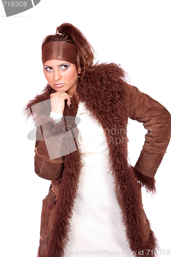 Image of winter portrait of a young  woman