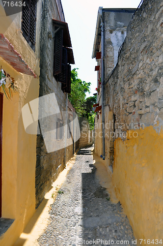 Image of Narrow street in the medieval town of Rhodes.