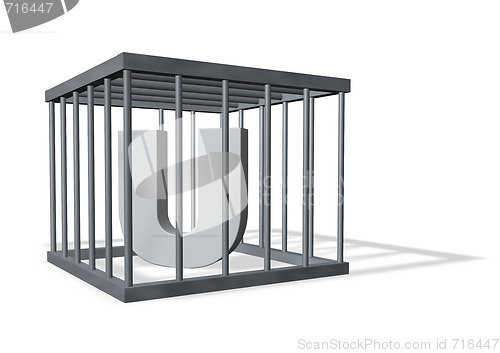 Image of big U in a cage