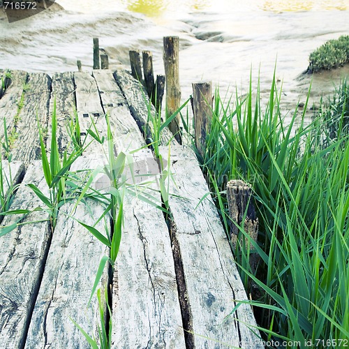 Image of Old planks of a footbridge