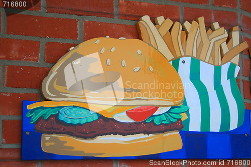 Image of Cheeseburger and French Fries Sign