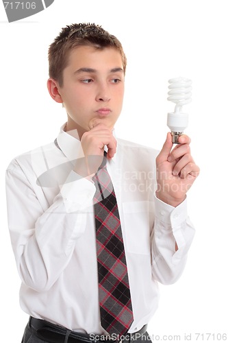 Image of Student holding light globe needing ideas