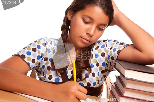 Image of Pretty Hispanic Girl Studying