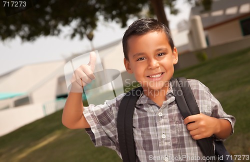 Image of Happy Young Hispanic Boy Ready for School