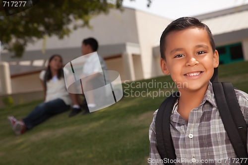 Image of Happy Young Hispanic Boy Ready for School