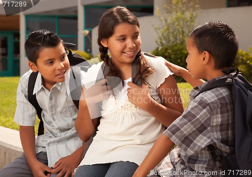 Image of Cute Brothers and Sister Ready for School