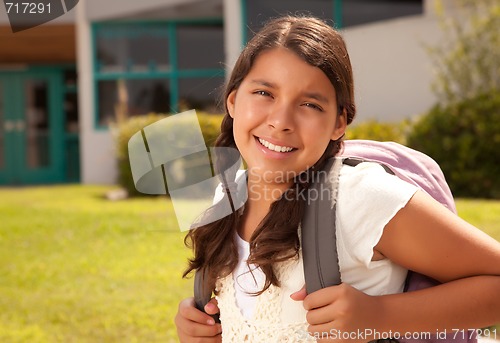 Image of Cute Hispanic Teen Girl Student Ready for School