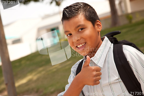 Image of Happy Young Hispanic Boy Ready for School