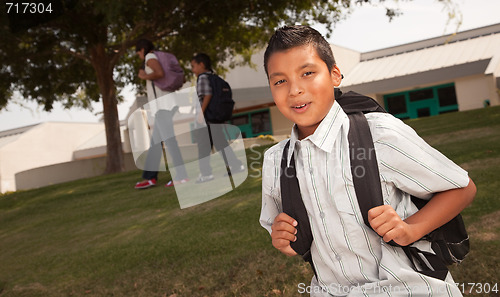 Image of Happy Young Hispanic Boy Ready for School