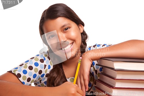 Image of Pretty Smiling Hispanic Girl Studying
