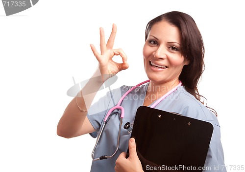 Image of Attractive Hispanic Doctor or Nurse
