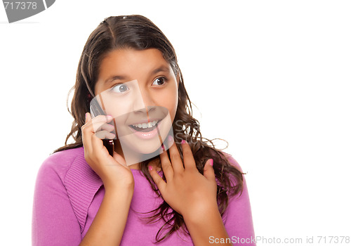 Image of Shocked Pretty Hispanic Girl On Cell Phone