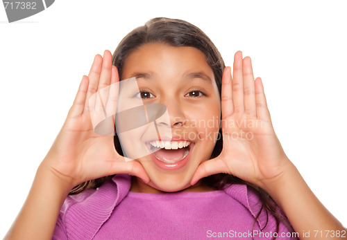 Image of Pretty Hispanic Girl Framing Her Face with Hands