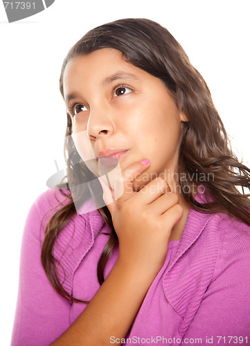 Image of Pretty Hispanic Girl Thinking