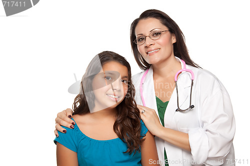 Image of Pretty Hispanic Girl and Female Doctor