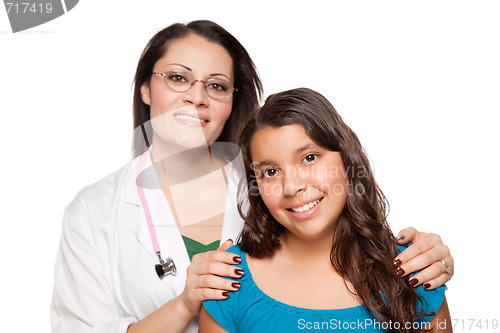 Image of Pretty Hispanic Girl and Female Doctor