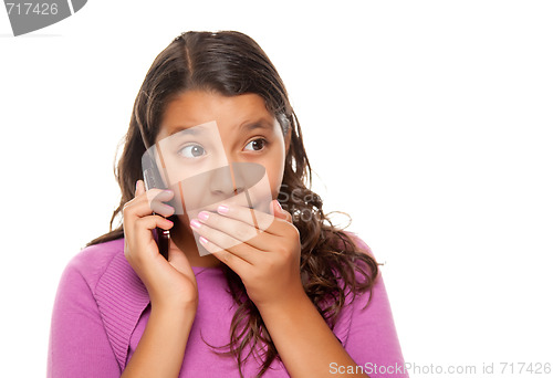 Image of Shocked Pretty Hispanic Girl On Cell Phone