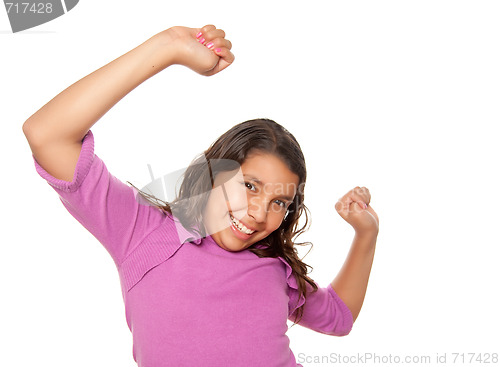 Image of Happy Hispanic Girl Dancing Isolated
