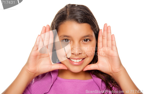 Image of Pretty Hispanic Girl Framing Her Face with Hands