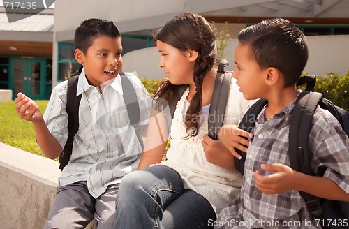 Image of Cute Brothers and Sister Ready for School