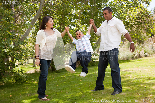 Image of Young Family Having Fun in the Park